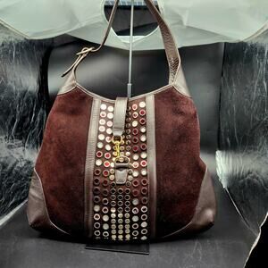 Vintage Gucci Jackie O. Bouvier Tom Ford Guccissima Bown Suede Leather Authentic